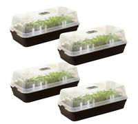 Carousel Home Set of 4 Seed Tray Propagators with Transparent Lid, 50x22cm Seed Starter Trays with Lid Mini Greenhouses for Seedlings, Herbs and Vegetables