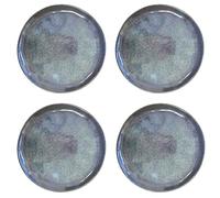 Carousel Home Set of 4 Stoneware Side Plates, 20cm Blue Brown Reactive Glaze Ceramic Side Plates Rustic Dinnerware Microwave & Dishwasher Safe