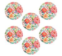 Carousel Home Set of 6 Colourful Floral Plastic Picnic Plates | Reusable Outdoor Plates for Camping Garden Parties | Outdoor Dinnerware - 24cm