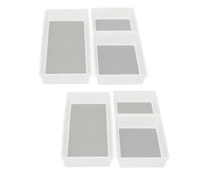 Carousel Home Set of 6 Drawer Organisers, Plastic Kitchen Drawer Tidy Storage Trays with Non Slip Base for Desk Bathroom Bedroom Storage