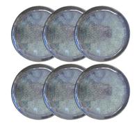 Carousel Home Set of 6 Stoneware Side Plates, 20cm Blue Brown Reactive Glaze Ceramic Rustic Dinnerware Microwave & Dishwasher Safe