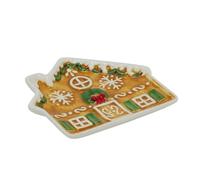 Carousel Home Small Ceramic Gingerbread House Plate | Festive Christmas Snack Plate for Cookies and Treats | Festive Gingerbread Dish