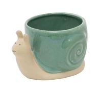 Carousel Home Snail Planter, 15cm Ceramic Snail-Shaped Plant Pot with Glossy Green Shell, Novelty Flower Pot