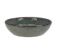 Carousel Home Stoneware Deep Plate, 20cm Blue Brown Reactive Glaze Ceramic Pasta Bowl, Rustic Dish Dinnerware Microwave & Dishwasher Safe