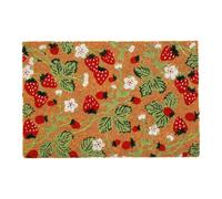 Carousel Home Strawberry Coir Doormat | Outdoor Welcome Door Mat with Summer Fruit Design | Heavy-Duty Coconut Fibre, Non-Slip Backing Doormat - 40x60cm