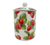 Carousel Home Strawberry Field Ceramic Jar, 720ml Airtight Kitchen Food Storage Container with Fruit Design - 17cm