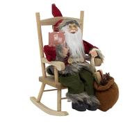 Carousel Home Traditional Santa Claus in Rocking Chair | Rustic Father Christmas Figurine | Nordic Santa Festive Ornament - 30cm