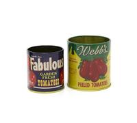 Carousel Home Webbs Mini Mediterranean Replica Food Tin Set | 2 Small Vintage Style Decorative Storage Tins | Retro Mini Metal Storage Pots