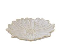 Carousel Home White Flower Trinket Dish, 13cm Ceramic Daisy Shaped Jewellery Dish Ring Holder Decorative Bowl