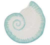 Carousel Home White & Turquoise Ammonite Trinket Dish | 20cm Nautical Ceramic Fossil Tray for Jewellery, Keys & Coastal Decor