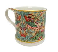 Carousel Home William Morris Strawberry Thief Mug, 330ml Fine China Tea Coffee Cup with Botanical Bird Design