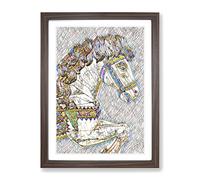 Carousel Horse Fairground No.1 Modern Bg Framed Wall Art Print, Ready to Hang Picture for Living Room Bedroom Home Office Décor, Walnut A3 (34 x 46 cm)