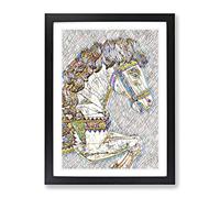 Carousel Horse Fairground No.1 Modern Bg Framed Wall Art Print, Ready to Hang Picture for Living Room Bedroom Home Office Décor, Black A4 (34 x 25 cm)