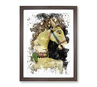 Carousel Horse Fairground No.1 V3 Modern Framed Print | A4 Walnut Framed Wall Art | Ready to Hang | Modern Animal Picture | Living Room Bedroom Lounge Office
