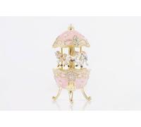 Carousel Horse Music Box - Handmade Peony Pink Home Decor with White Horses Figurines - Plays Edelweiss from The Sound of Music - Gift for Engagement, Mother's Day, Wedding, Birthday