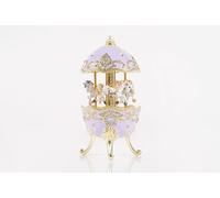 Carousel Horse Music Box With White Horses Figurines Wind Up Musical Handmade Amazing Home Decoration In Lavender Haze, Plays Edelweiss The Sound Of Music