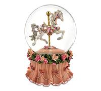 Carousel Horse Water Globe with Pink Flower Base