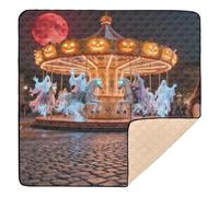 Carousel Magic & Red Moon Cute Foldable Baby Play Mat for Indoor Outdoor Comfortable Activity Gym Mat for Baby Toddler Infant, 50'' x 50''