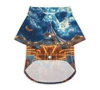 Carousel Moon Fashion Pet T-Shirt Breathable Classic Short Sleeveless Cats Dog Clothes Outfit Summer