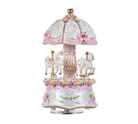 Carousel Music Box, Luxury Color Change LED Music boxes, Luminous Light 3-horse Rotating Windup Musical Christening Gifts for Girls