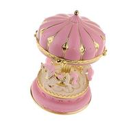 Carousel Music Box Spinning Horses Romantic Wedding Birthday Xmas Gift Pink