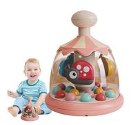 Carousel Push Toy - Kids Colorful Spin, Press Rotating Interactive Learning gam | Musical Development Toy for Hand Strength Fine Motor Skills Educational Playroom Toddler Child Early Learning Fun Gift
