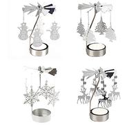 Carousel Reindeer Tea Light Candle Holder - Pack of 4 Spinning Christmas Decorations