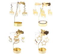 Carousel Reindeer Tea Light Candle Holder - Pack of 4 Spinning Christmas Decorations