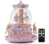 Carousel Snow Globe Music Box Gift, Upgraded Horses Musical Remote Control Snow Globe for Girls Women Daughter Wife Birthday Anniversary Valentine Christmas, Plays 64 Melodies