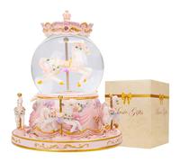 Carousel Snow Globe Music Box, Pre-Wrapped Gift, Unicorn Design with Castle in The Sky Melody, Birthday & Valentine Gifts for Women