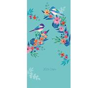 Carousel Worldwide Bird Floral 2026 Deluxe Slim Diary Planner - Week-to-View Pocket Diary, Elegant Bird & Flower Design, Organiser for Handbag or Jacket Pocket