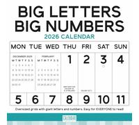 Carousel Worldwide Essential Big Letters Big Numbers 2026 Square Wall Calendar - Clear & Easy-to-Read Monthly Calendar