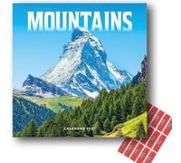 Carousel Worldwide Mountains 2027 Square Wall Calendar with Planning Stickers, 12-Month Planner (Jan-Dec 2027), World's Highest Mountains & Peaks, Organiser for Home, Office, 30.5 x 30.7 cm