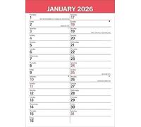 Carousel Worldwide, Red & Black Large Engagement Planner 2026 A3 Wall Calendar
