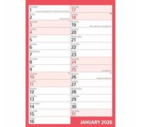 Carousel Worldwide, Red & Black Monthly Engagement Portrait 2026 A4 Wall Calendar