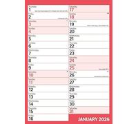 Carousel Worldwide, Red & Black Monthly Engagement Portrait 2026 A4 Wall Calendar
