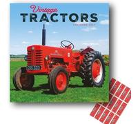 Carousel Worldwide Vintage Tractor 2027 Square Wall Calendar with Planning Stickers, 12-Month Planner (Jan-Dec 2027), Classic Tractor & Farm Machinery, Organiser for Home, Office, 30.5 x 30.7 cm