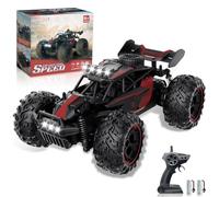 Carox Remote Controlled Car, 2.4 GHz 28 km/h RC Car, 1:18 Off Road Monster Truck with Headlight and Chassis Lighting Crawler Truck Toy