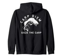 Carp Diem Seize the Carp Funny Fishing Carpe Diem Pun Zip Hoodie