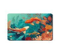 Carp Fish Dish Drying Mats For Kitchen Counter, Bright Floral Absorbent Rubber Dish Drainer Rack Mat, Oceanic PU Leather Drying Pad For Coffee Bar Protector 12x20 Inch