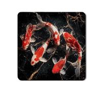 Carp Fish Washer Dryer Top Protector Mat, Elegant Black Marble Design, Stylish Home Laundry Decor, Rubber Anti-slip Waterproof Washer And Dryer Mats 24x24 Inch