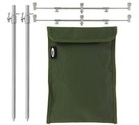 Carp Fishing 2x Bank Sticks Stainless Steel 30-50cm & 2x Buzz Bars Fixed or Adjustable (3 Rod Adjustable)