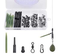 Carp Fishing Accessories Tackle Box Kit Running Rig Rubber Chod Rigs Clips Connector Anti-Tangle Sleeves Carp Fishing Terminal Tackle(100pcs/box)