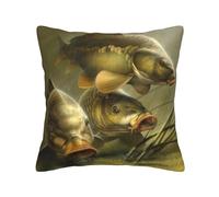 Carp Fishing Art,Pillow Cover, Decorative Throw Pillowcase Corduroy Cushion Covers for Bedroom Sofa,16 in