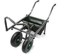 Carp Fishing Barrow Twin Big Wheels & Steel Adjustable Body Built In Tackle Bag - Ideal for Anglers and Camping