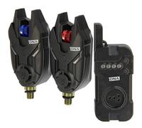 Carp Fishing Bite Alarm Set with Wireless Receiver Rolling Code Anti-Interference, Adjustable Volume, 20s Latching LED, Memory Function, Water Resistant, 9V Powered (2pc Wireless Alarm Set)