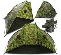 Carp Fishing Brolly Day Shelter System with Sewn-In Groundsheet - Compact 1-Man Rain & Sun Protection for Beginners, Casual Anglers, and Beach Adventures (Camo)