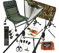 Carp Fishing Complete Setup with Rods Reels Alarms Camo Chair Landing Net Unhooking Mat Tackle & Bait (3 Rod Setup)