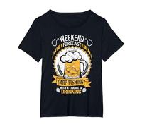 Carp Fishing Design for Men Funny Catfish and Carp T-Shirt, Women's Plus, Black, 2X