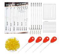 Carp Fishing Hair Rigs Bait Carp Rigs Kit Includes 24 High Carbon Steel Curved Barbed Hook (Mixed-#2#4#6#8-130pcs)
